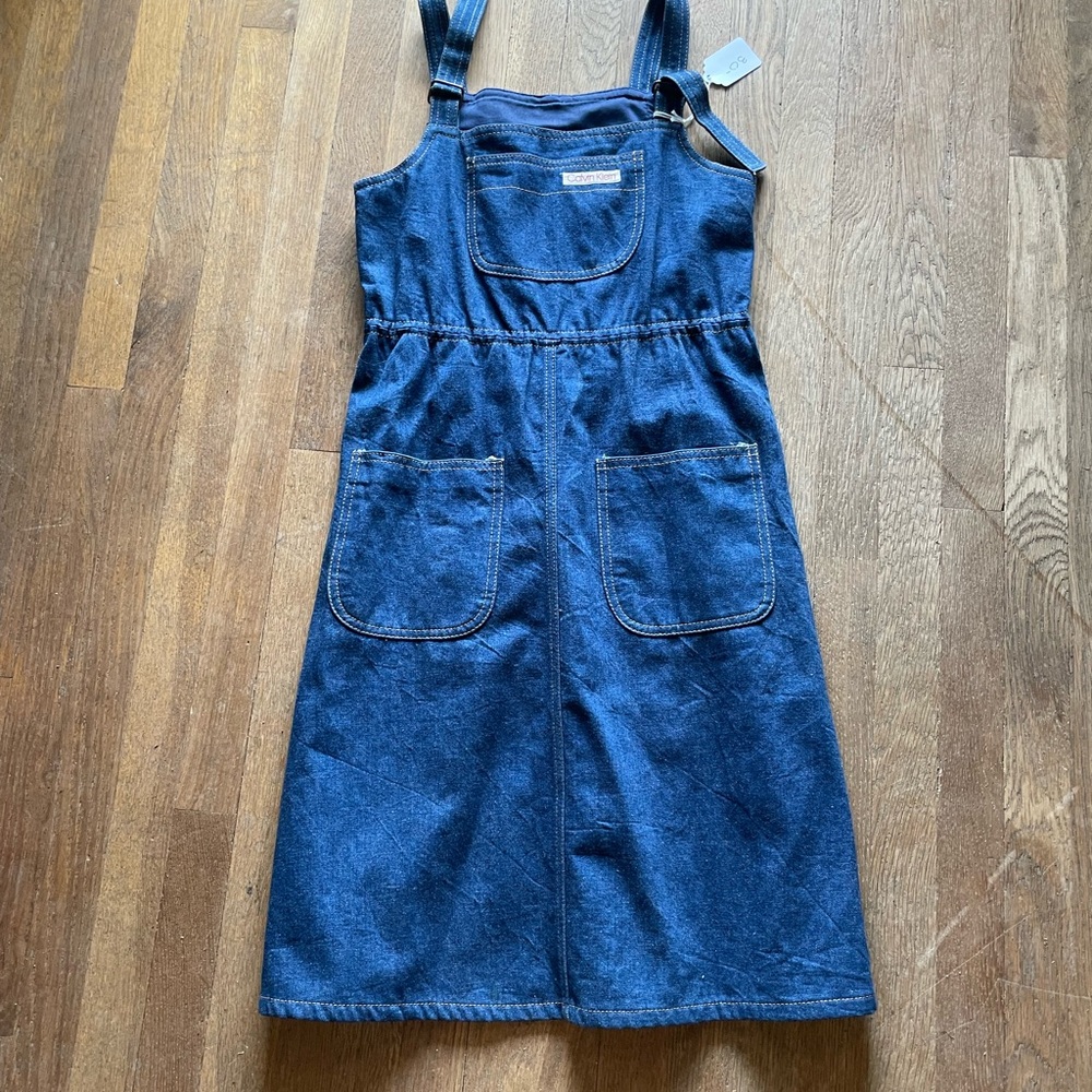Vintage girls Calvin Klein Dark Blue Denim Pinafore Dress